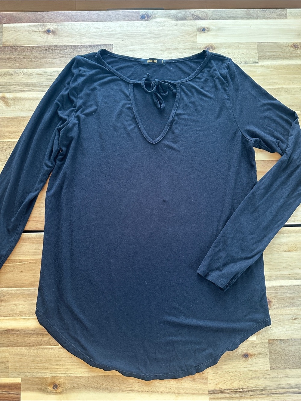 Retrofete Black Long-Sleeve Tie-Neck Top